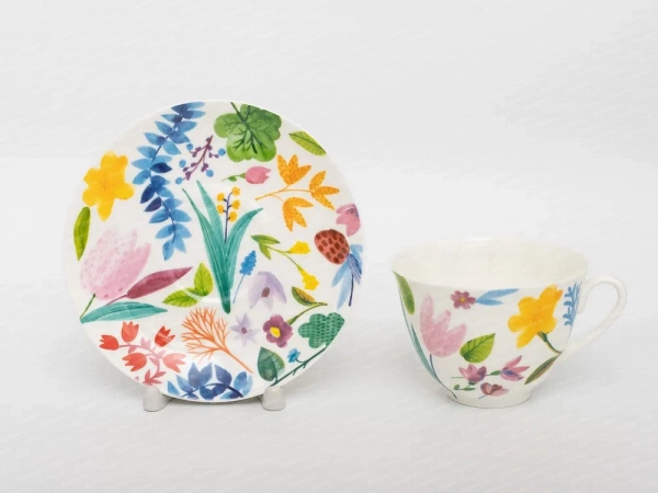 Чашка с блюдцем чайная форма. Весенняя-2 рисунок. Primavera