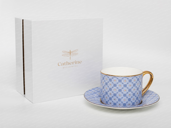 Подарочный набор Чашка с блюдцем 250 мл "Блу/Bleu" светлый, Catherine