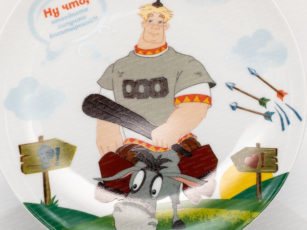 Подарочный набор  декоративная тарелка  195 мм,форма Эллипс,рисунок Три богатыря Алеша Попович ТН1