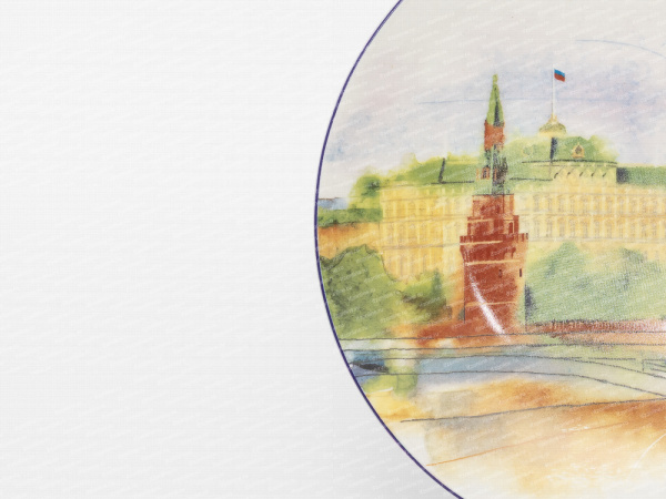 Тарелка декоративная, форма Эллипс, рисунок Московская панорама